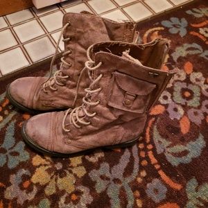 Brown combat boots